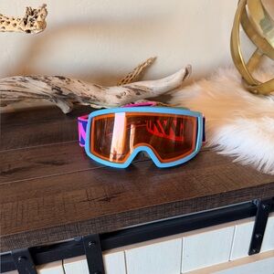Vintage SWANS ski Snowboard Snow Goggles Baby Blue Hot Pink